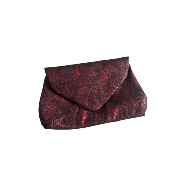 ADOLFO DOMINGUEZ Red Black Snake Print Envelope Clutch Handbag - Picture 6 of 9